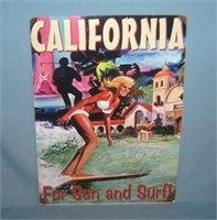 California for sun and surf retro style advertisin