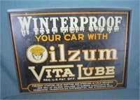 Oilzum winter proof retro style advertising sign