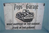 Pop's Garage retro style advertising sign