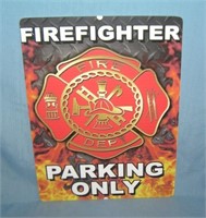 Fire Fighter Parking Only retro style advertising