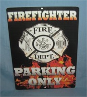 Fire Fighter Parking Only retro style advertising