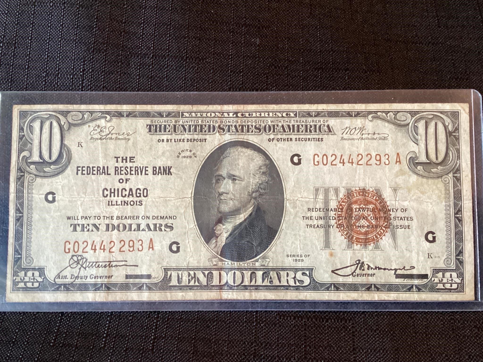 1929 $10 Note The Federal Bank of Chicago