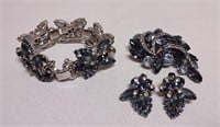 Rhinestone Bracelet & Earrings Set, Brooch