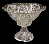 antique pressed glass 2 piece pedestal punch bowl