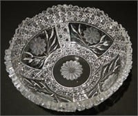 heavy antique brilliant cut glass bowl 9"