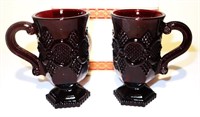 pair Avon Cape Cod ruby red coffee mugs w box 5"