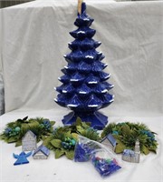 Blue Ceramic Light Up Christmas