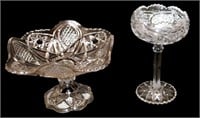 2 vintage glass footed bowl & compote