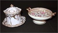 two pieces hand painted Japanese porcelain Nippon