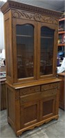 Antique Oak (2) Piece China Cabinet