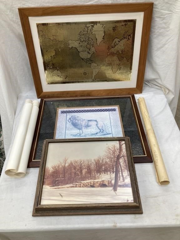 Framed Artwork, Plainfield School Blueprints