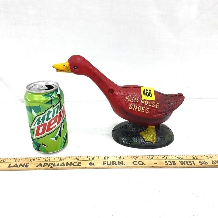 Cast Iron Red Goose Shoes Coin Bank