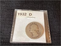 1932-D US 25c Silver The First Washington Quarter
