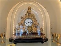 CLOCK - DOME - HAND PAINTED PORCELAIN - FRENCH GIL