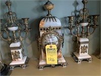 MANTEL CLOCK - 19th C - WITH 2 CANDELABRAS - FRENC