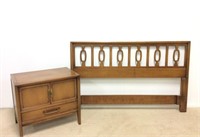 Mid 20th Century Drexel Meridian Headboard & Stand