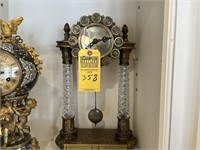 MANTEL CLOCK - GLASS & METAL - 17x10x4