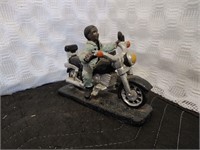 Polyresin Guy on a Motorcycle Figurine