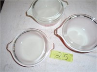 3 Pyrex covered dishes