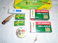 boxes of 357 and 22 shells and NRA knife