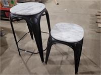 (2) Marble Top Stools
