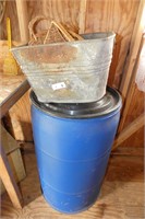 Galvanized Wash Tub & Blue Barrel - Etc