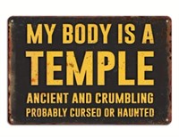Body Is A Temple Metal Sign