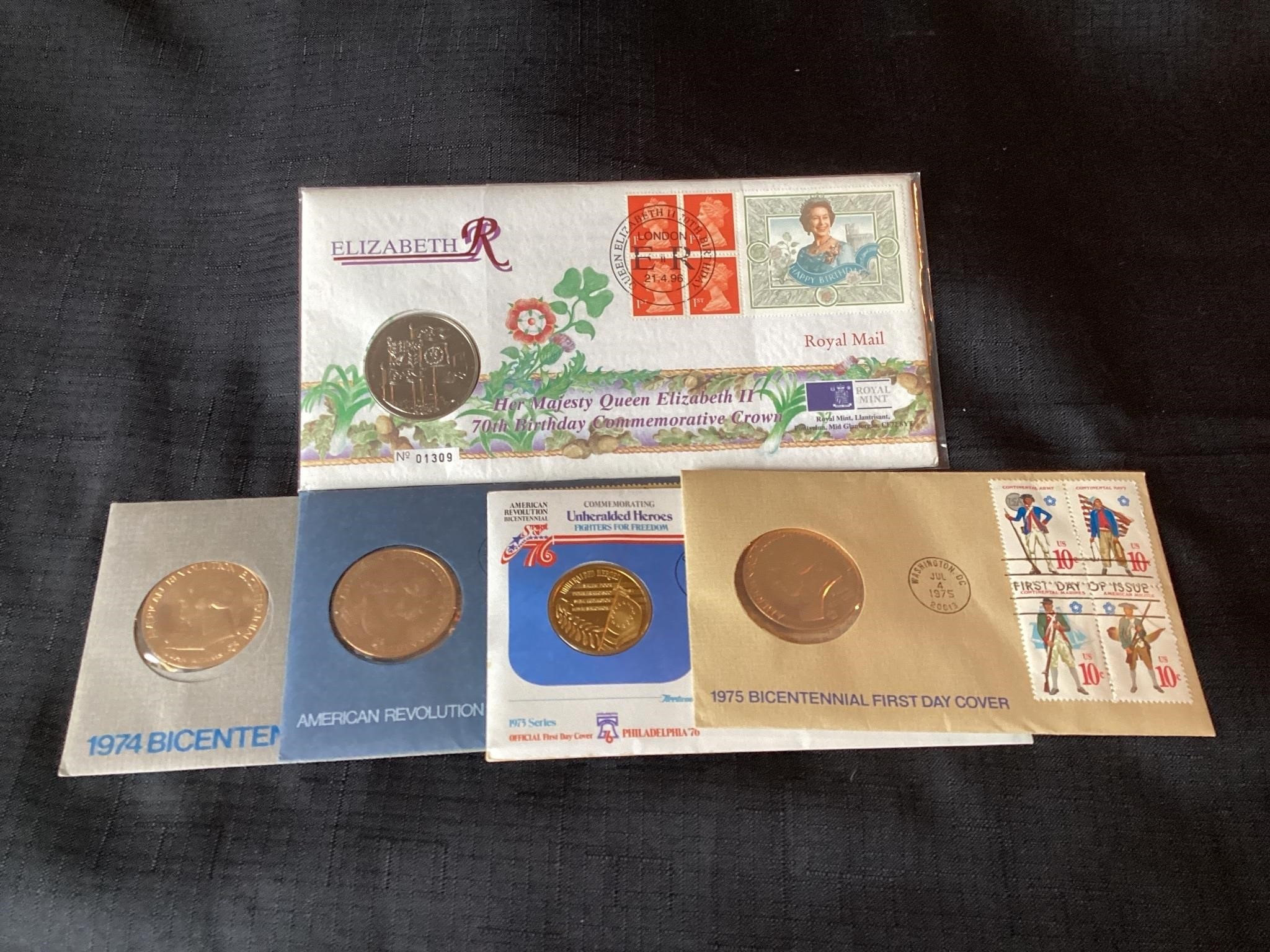 5 Medals First Day Covers 4 US and 1 Great Britain