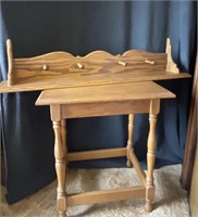 Oak Side Table and Shelf