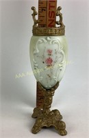 Victorian Wavecrest glass & metal vase