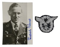 WWII Ace Friederich Korner Pilot Badge-Signed Pic