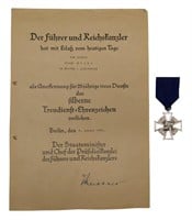 German 25yr Service Medal & Document