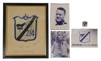 WWII VMF214 Squadron Patch & Pappy Signatures