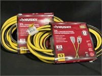 2- Husky 25ft Indoor/Outdoor Lighted Extension