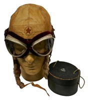 WWII Japanese Winter Flight Helmet & Boxed Goggles