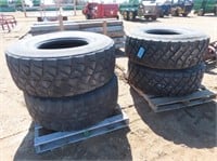(4) 445/65R22.5 Cement Truck Tires - No Rims #