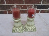2 Votive Candle Holders with Candles