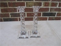 2 10" Lead Crystal Candle Holders