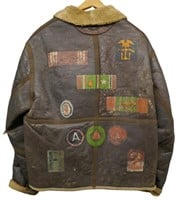 WWII Named Fleece Bomber Coat Painted Back