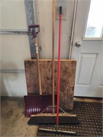 Shovel, Broom, Rubber Scraper