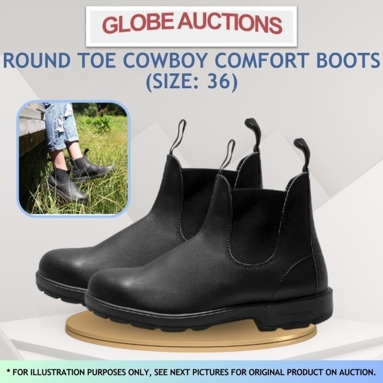 ROUND TOE COWBOY COMFORT BOOTS (SIZE: 36)