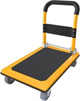 Gromay Push Cart Dolly, Yellow Moving Flatbed