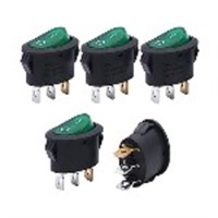 5Pcs Oval Round Rocker Switch Green Light