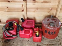 Plastic Gas Containers, 1 Metal Gas Can