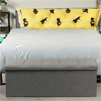 New $70 Storage Ottoman Bench(Denim Blue)