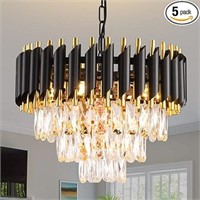 Modern Crystal Chandelier Black and Gold