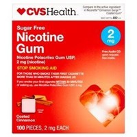 CVS Health Sugar Free Nicotine 2mg Gum, Cinnamon,