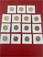 15X 24KT GOLD PLATED STATE US QUARTERS