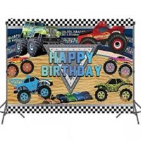 Monster Truck Cars Backdrop Boys Birthday Photo