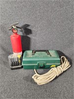Fire Extinguisher, Paracord, Plastic Plano Box